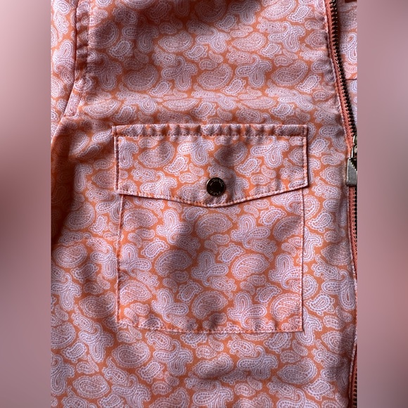 Michael Michael Kors women’s orange zippered pocket roll tab sleeves paisley - Picture 7 of 8